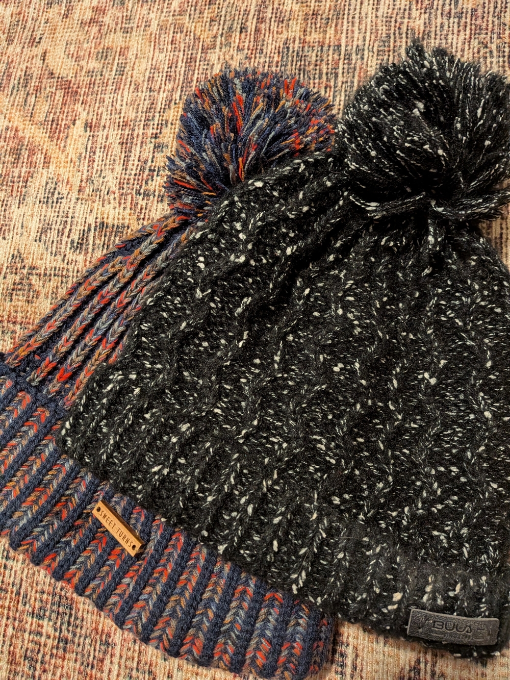 TWO Women's Beanies Black Speckled & Multicolor Snowboard /Ski